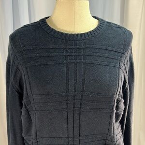 Oliver & Burke navy blue textured crewneck long sleeve pullover cotton sweater L